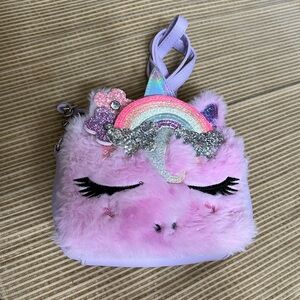 NWOT Miss Gwen's OMG Girls' Lavender Unicorn Faux Fur Crossbody Rainbow Purse